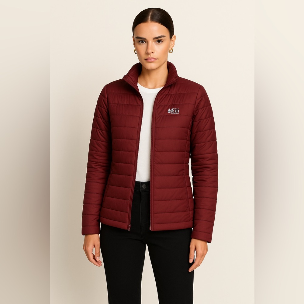 REI Co-op 650 down burgundy shadow quilted jacket new no tags  large Sold out!!!